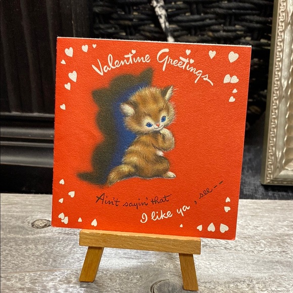 Hallmark Other - Vintage 1956 Dated Hallmark Valentine Greetings Card with Cute Kitten!